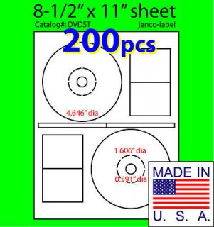 200 Stomper CD/DVD Labels, Matte White Laser InkJet