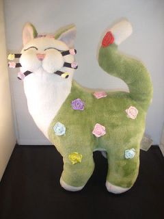 Whimsy Clay Plush Amy Lacombe 15 Cat Green Roses Plush Stuffed Animal