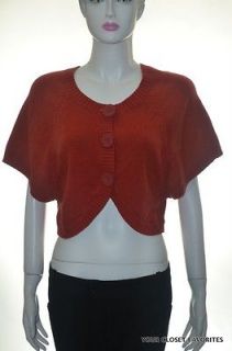 New ELLE Womens Dark Orange Shrug Cropped Cardigan Sweater Size S 