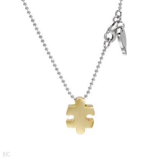 Jigsaw Puzzle Piece Symbol Necklace in Two Tone 925 Sterling silver