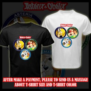 ASTERIX AND OBELIX Cartoon Comics Movie Black/White Tee T Shirt Size S 