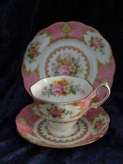 English Royal Albert Lady Carlyle China Trio Tea Cup Saucer Side Plate 