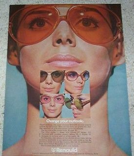 1969 advertising page   Renauld Sunglasses fashion MOD girl VINTAGE 