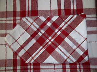 94 x 57 Red Plaid Tablecloth / 8 Napkins Look 