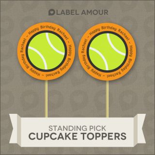   Cup Cake Toppers  Tennis Ball Design  Cupcake Decoration