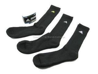   Mens Adidas Black Crew Socks Large 6 12 Cushioned Tennis Golf Run Hike