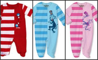 Dr. Seuss Footed Infant Sleeper Cat in the Hat Thing 1 & Thing 2 3 6 9 