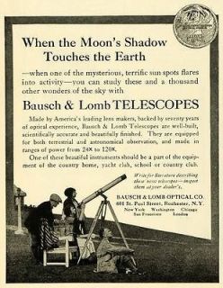 1923 Ad Bausch Lomb Telescopes Optical Rochester Astronomy Sun Spot 