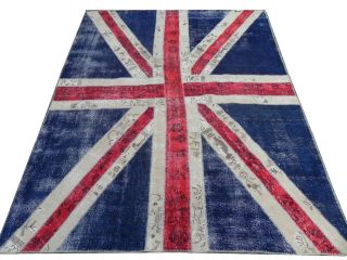   Jack Flag PATCHWORK RUG Made frm OVERDYED Vintage handmade Carpets