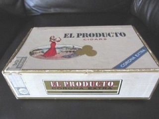Vintage El Producto Corona Extra Cigar tobacco box w/ authentic stamp