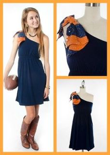 Judith March~ New Game Day Orange & Navy One Shouldered Dresses 