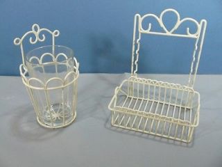 Wire & Glass Toothbrush Holder NEW Plastic Coated w/ Glass Tumbler