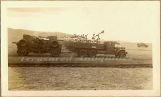 US Army Hawaii 1931 GMC T95 Truck Towing 76.2mm 3 In Anti Aircraft Gun 