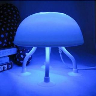 Fashion BLUE&WHITE LED Jellyfish Lamp Desk Night Light USB Power Dual 