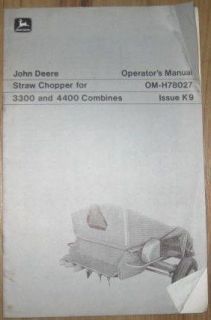 John Deere 3300 Combine Straw Chopper Operators Manual