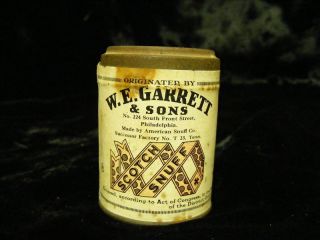 Garret & Sons Scotch Snuff Tobacco Can Container w Original Lid 