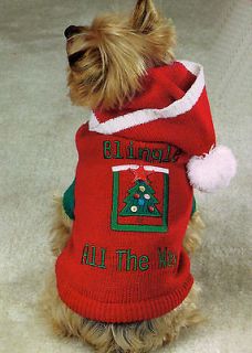 SMALL toy yorkie poodle DOG CHRISTMAS HOODED SWEATER clothes XS 