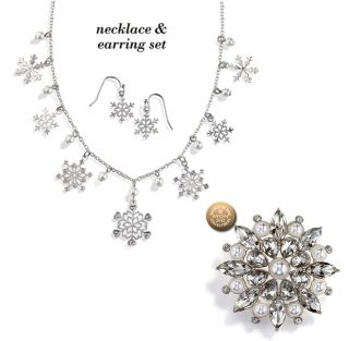 Avon 2012 Collectible Snowflake Pin, Snowflake Filigree Necklace 