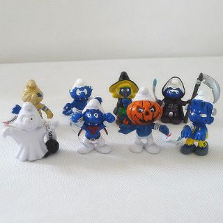 Lots of 8pcs Halloween smurfs cute toy figure set