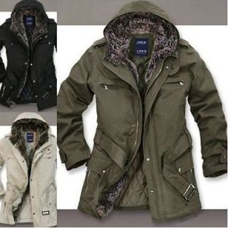 JJ Mens Winter Slim Stylish Trench Coat Hoodie Jacket M L XL N7007