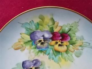   NIPPON hand painted PANSIES Pansy Flowers Dessert Plates Gold trim