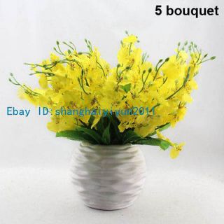 PCS Artificial Butterfly Orchid Bouquet Silk Flowers (Yellow) F35