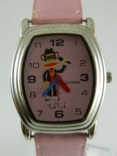 PAUL FRANK LONG FACE WATCH/ BLUE BACKGROUND / STAINLESS STEEL BAND