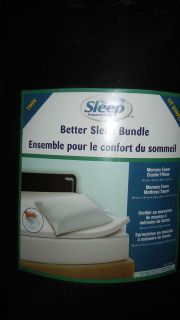 Sleep Inovations Twin Memory Foam Mattress Topper + Pillow New made 