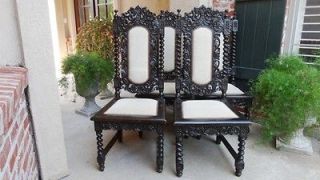   ORNATE Antique English Carved Oak BARLEY TWIST Dining CHAIR ~LAYAWAY