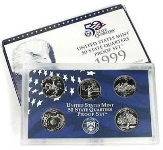 1999 S US Mint 50 State Quarter Proof Set   5 Coin Set