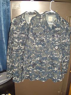 US Navy Working Uniform Mens NWU Digital USN Small X LONG Shirts x2 