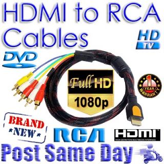   RCA RGB 1080p Audio Video AV Component TV DVD PC Cable 1M 1.5M 1.8M 2M