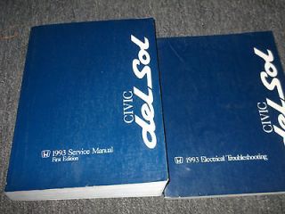 1993 HONDA CIVIC DEL SOL Service Shop Repair Manual SET 3 BOOKS W EWD 