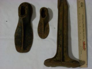 Mixed Lot of Vintage Cast Iron Shoe Lasts and Stand
