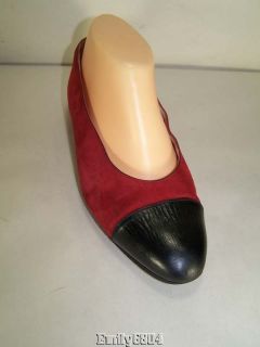 Retro 1980s CHANEL Red and Black Leather Ballet Flats 7 1/2 M.WOW
