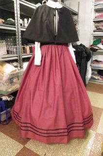 Civil War/Victorian Dress, Skirt, Cape Dickens Ribbon Trim and 