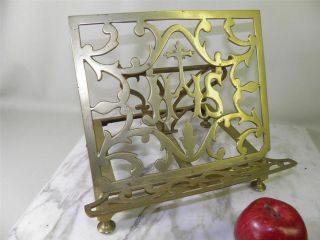 ANTIQUE VINTAGE BRASS EASEL BACK BIBLE BOOK STAND CRUCIFIX ORNATE