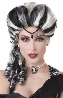 Victorian with Side Curls Halloween Costume Wig Black/White