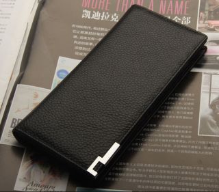   Mens Womens Leather Long Wallet Bifold Purse With Gift Box Black