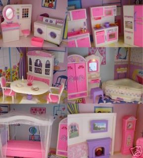 Newly listed New Barbie Size Doll House Dollhouse Furniture 5 Rooms