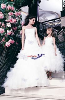 New Sale Flounce White/Burgundy Wedding Dress/Bridesmaid Gown/Flower 