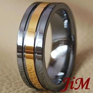 TUNGSTEN WEDDING BAND MENS RINGS 18K GOLD 8MM SIZE 6 15