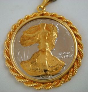 Two Tone Rope Bezel Walking Liberty 1941 Coin Necklace