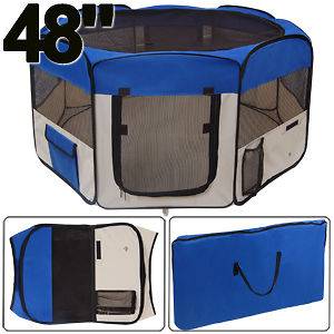 48x48x36 2 Door Large Dog Playpen Blue Pet Puppy Tent Crate 
