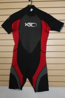 X2O Mens Wetsuit 3mm Spring Short Sleeve Surf Shorty Red 3x2