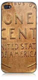 iphone 4 or 4S rubber case with old wheat penny one cent design