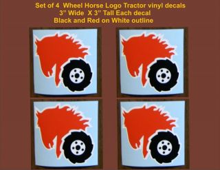 Set of 4 Wheel Horse Logos Garden tractor vinyl decals 3 x 3 Each