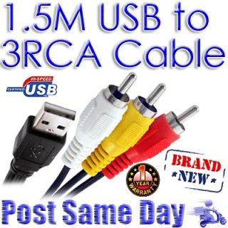 5M USB to RCA Audio Video AV Cable For TV HDD Player