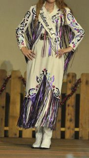 Rodeo Queen Dress White, with Bright Colored Fringe