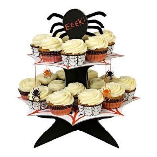 Boo Halloween Party 2 Tier Spider Design Spooky Cupcake Cake Display 